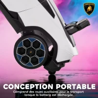 AIYAPLAY Voiture électrique enfant véhicule électrique Lamborghini 12V télécommande 2,4G et 2 moteurs vitesse max. 4 km/h blanc(m-6)