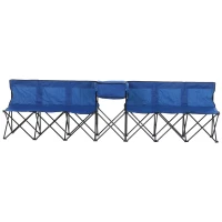 Outsunny 6 Seat Folding Sports Bench Portable Sports Team Bench Spectator Chair with Cooler Bag and Carrying Bag for Outdoor Picnic Camping - Blue(m-11)