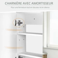 HOMCOM Armoire murale salle de bain avec miroir, 80 x 15 x 60 cm, meuble salle de bain, armoire de toilette avec double portes et étagères réglables, blanc(m-7)