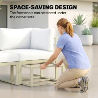 Outsunny Garden Daybed, 6 Piece Outdoor Sectional Sofa Set, Aluminium Patio Conversation Furniture Set with Coffee Table(m-5)