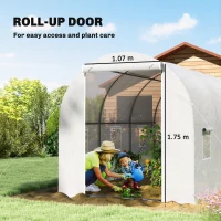 Outsunny 3.5 x 2 x 2 m Large Galvanised Steel Frame Outdoor Poly Tunnel Garden Walk-In Patio Greenhouse - White(m-4)