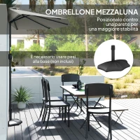 Outsunny Ombrellone da Parete Mezzaluna Salvaspazio con Apertura a Manovella, 2.7x2.4 m, Grigio Chiaro(m-5)