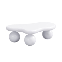 Table basse style nuage, avec éclairage LED et design à pieds ronds, 95x62,5x32 cm, Blanc