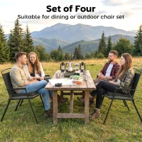 Outsunny 4-delige set stoelkussens 39,5 x 39,5 x 10 cm met banden, anti-slip outdoor indoor zitkussen(m-5)