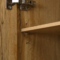 Ensemble vestiaire avec 5 crochets, miroir, meuble à chaussures et placard encastré, 98,5x38x191 cm, Couleur naturelle(m-6)