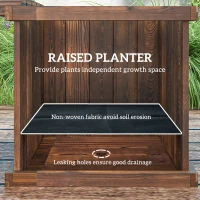 Outsunny Wooden Garden Planter & Bench Combination Garden Raised Bed Patio Park Carbonised Finish 176 x 38 x 40 cm(m-5)