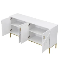 Credenza moderna con 4 ante e ripiani regolabili in altezza, in MDF, 160x40x80,5 cm, Bianco(m-10)
