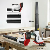 Outsunny Soplador Aspirador Triturador de Hojas 250 W con Batería 4000mAh y Cargador, 6 Velocidades, 149 km/h, Blanco(m-3)