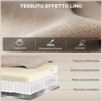 HOMCOM Poltrona Reclinabile Manuale in Tessuto Cuscino Spesso, Braccioli Imbottiti e Poggiapiedi, Beige(m-5)