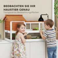 PawHut Schildkrötenhaus, 2-Ebenen-Gehege, Lampenhalter, Kleintierkäfig, Orange(m-6)