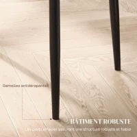 HOMCOM Lot de 2 chaises de salle à manger avec dossier haut, revêtement synthétique et pieds en acier, noir(m-7)