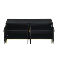 Credenza moderna con 4 ante e ripiani regolabili in altezza, in MDF, 160x40x80,5 cm, Nero(m-9)