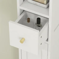 HOMCOM Mobile Colonna per Bagno, Mobile Contenitore con 2 Ante, Cassetto, Scomparto Aperto e Ripiano Regolabile, Bianco(m-5)
