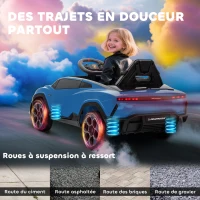 AIYAPLAY Voiture électrique enfant véhicule électrique Lamborghini 12V télécommande 2,4G et 2 moteurs vitesse max. 4 km/h bleu(m-9)