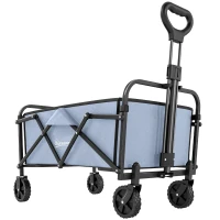 Outsunny Carrello da giardino pieghevole 66 L con maniglia regolabile, 81x45x89 cm, Grigio(m-1)