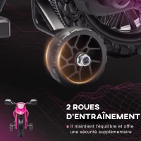 AIYAPLAY Moto cross électrique pour enfants 3-8 ans, batterie 6 V, 2 moteurs, klaxon et roues d'entraînement, charge 30KG, rose(m-5)