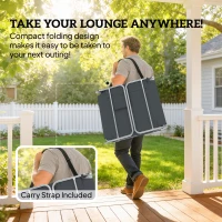 Outsunny 5-Position Adjustable Sun Loungers Set of 2 with Reading Hole and Side Pocket, Dark Grey(m-7)