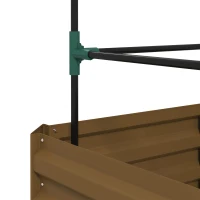 Outsunny Huerto elevado con enrejado, cajón con soporte para trepar, fondo abierto, resistente a la intemperie, 61 cm x 61 cm x 140 cm, Marrón(m-5)