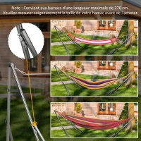 Outsunny Support de Hamac Pliable, Cadre de Hamac Portable 2-en-1 Réglable avec Sac de Transport et Structure en Acier, Noir(m-7)