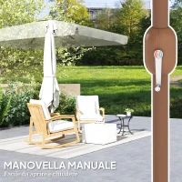 Outsunny Ombrellone Rettangolare da Giardino 2x3 m con Manovella, in Metallo e Poliestere, Crema(m-7)