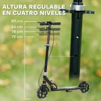 AIYAPLAY Patinete Plegable para Niños de 3-8 Años de 2 Ruedas con LED Luces Manillar de 4 Altura Ajustable Doble Frenos Negro(m-4)