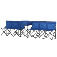 Outsunny 6 Seat Folding Sports Bench Portable Sports Team Bench Spectator Chair with Cooler Bag and Carrying Bag for Outdoor Picnic Camping - Blue(m-10)