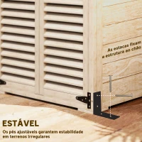 Outsunny Armário de Jardim de Madeira 75x50x118 cm Armário para Ferramentas com 2 Portas de Persiana 2 Estantes Madeira(m-6)