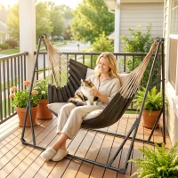 Outsunny Supporto per amaca in acciaio pieghevole con borsa, 290 cm, Nero(m-6)