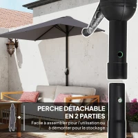 Outsunny Demi-parasol Ø 230 cm Parasol de balcon terrasse avec manivelle Protection solaire UV Polyester, gris(m-7)