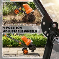 Outsunny 1500W Electric Garden Tiller with Foldable Handle, 40cm Working Width, 9cm Tilling Depth, 6 Blades, 2 Adjustable Wheels(m-7)