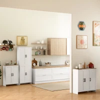 HOMCOM Buffet meuble cuisine rangement avec placard à portes et étagères réglables, 60 x 30 x 90 cm, blanc(m-16)