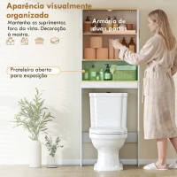HOMCOM Móvel Sobre Sanita para Casa de Banho de 3 Níveis com Prateleira Aberta 2 Portas e Prateleira Ajustável 64x20x170,5 cm Branco(m-4)