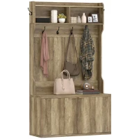 HOMCOM Porte-manteau range-chaussures 4 en 1 Porte-manteau moderne avec étagère ouverte pour couloir entrée chambre 100x38x172 cm Chêne(m-6)