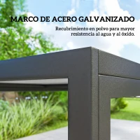 Outsunny Conjunto de Mesa y Sillas Jardín con Mesa de Efecto Madera y 6 Sillas con Asiento Transpirable para Terraza Patio Negro(m-7)