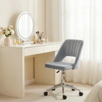 Vinsetto Silla de escritorio regulable en altura con ruedas, giratoria 360°, forma de concha, espuma, 49 x 60 x 79-91 cm, Gris(m-5)