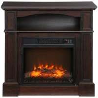 HOMCOM Chimenea eléctrica efecto llamas LED brillo regulable con mando a distancia - 1800 W - 80,5 x 32,3 x 80,5 cm(m-8)