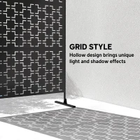 Outsunny Metal Decorative Privacy Screen Outdoor Divider, Black Grid(m-4)