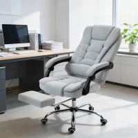 Vinsetto Poltrona da Ufficio Massaggiante e Riscaldante, Sedia da Ufficio, Altezza Regolabile, Schienale Reclinabile, 65x70x111-119 cm, Grigio(m-6)