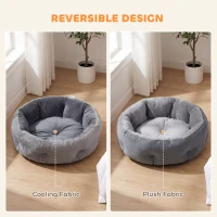 PawHut Cat Bed, Reversible Dog Pet Bed for Indoor Cats and Small Dogs, Round Bed with Supportive Bolster, Dark Grey(m-4)