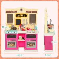 AIYAPLAY Cocina de juguete con agua corriente, 85 accesorios, grifo eléctrico, luces, sonidos, para niños de 3-6 años(m-3)