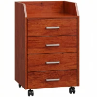 Vinsetto Cassettiera da ufficio con 4 cassetti e ruote, 40x36x65 cm, Marrone(m-1)
