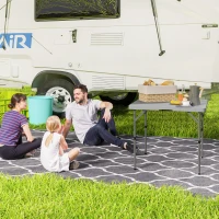 Outsunny Table de camping pliante et réglable sur 2 hauteurs, en HDPE et métal, 86x86x74 cm, Blanc(m-2)