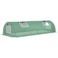 Outsunny Invernadero Pequeño para Cultivo de Plantas con 4 Ventanas Marco de Acero y Cubierta de PE Anti-UV 200x80x45 cm Verde(m-10)