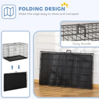PawHut Gabbia Trasportino in Acciaio per Animali Pieghevole,Nero, 106×71×76cm(m-7)