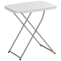 Outsunny Tavolo Pieghevole da Campeggio Portatile con Altezza Regolabile in 5 Livelli, Piano in HDPE e Struttura Metallica, 75x50x73,5 cm, Bianco