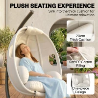 Outsunny Hangstoel met frame, opvouwbare hangmand met dik zitkussen, verstelbare hoogte en veiligheidsriem tot 120 kg(m-5)