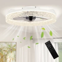 HOMCOM Ceiling Fan with Lights, Dimmable LED Mount Ceiling Fan Light with Remote App Control for Bedroom, White(m-10)