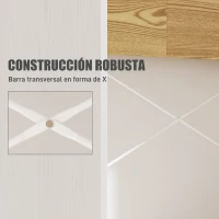 HOMCOM Escritorio 110x50x102,6 cm Mesa de Escritorio con 2 Compartimentos Abiertos y Estante Blanco y Madera Natural(m-5)