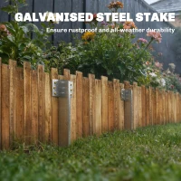 Outsunny set van 20 bielbeugels voor spoorbielzen, 41 cm zware verzinkte stalen palen met schroeven en handschoenen(m-6)