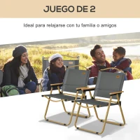 Outsunny Set 2 Sillas de Jardín Plegables con Reposabrazos Sillas para Camping y Playa en Tela Oxford 54x59x78 cm Gris Oscuro(m-4)